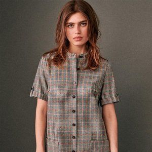 Sezane Houndstooth Print Wool Dress, Size 8